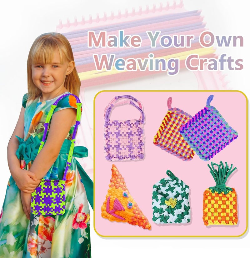 Disracker Weaving Loom Kit Crafts - Arts and Crafts for Kids and Adults, Ideal Gifts for Girls Ages 5 6 7 8-12 14, Potholder Knitting Loom Kit - Image 4